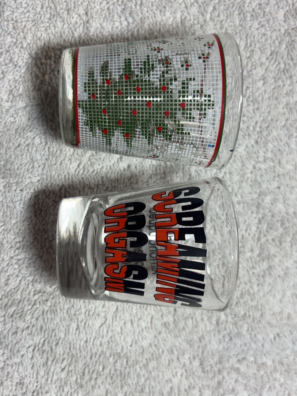 Decorative Glass Holiday Shot Glass Set - Red & Green